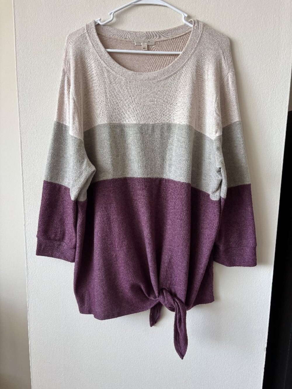 Mime Britton Purple Color Block Sweater - Size 1X